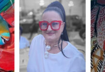 DONNA ODUBER CU SU ARTE DI “PICASSIETTE” DEN ARUBA ART FAIR